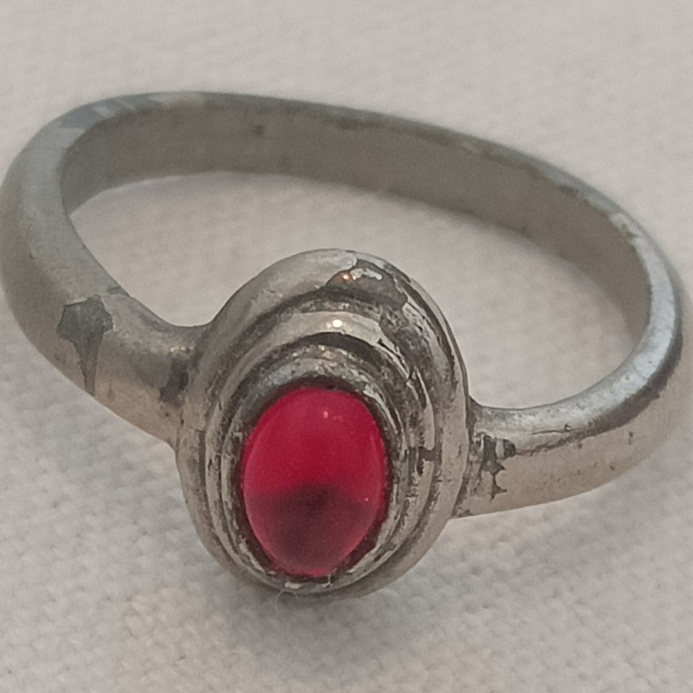 Red Cabochon Silver-Tone Ring - Women Jewelry